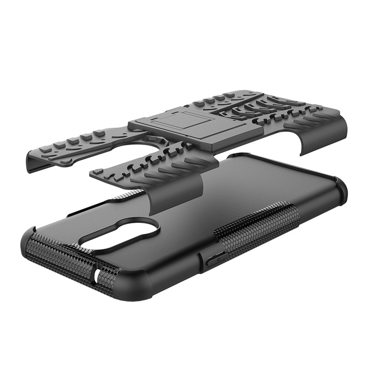 Cool Pneu pc + Tpu Tampa Híbrida Com Kickstand Para LG K40 / K12 Plus - Preto