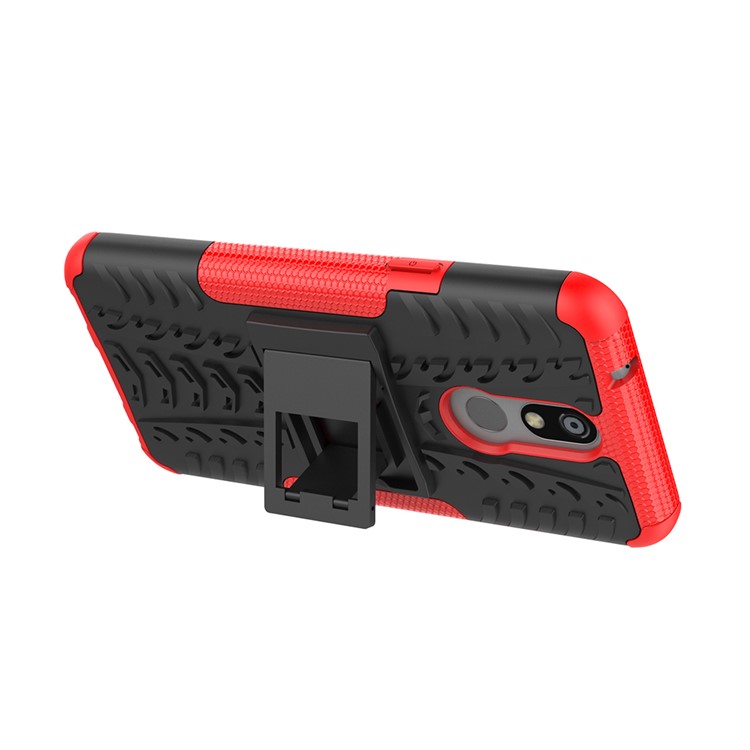 Cool Tyre PC + TPU Hybrid Cover with Kickstand for LG K40 / K12 Plus - Red-4
