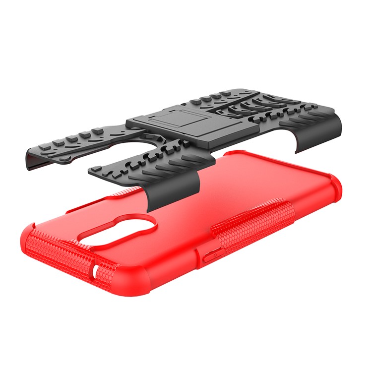 Cool Tyre PC + TPU Hybrid Cover with Kickstand for LG K40 / K12 Plus - Red-5