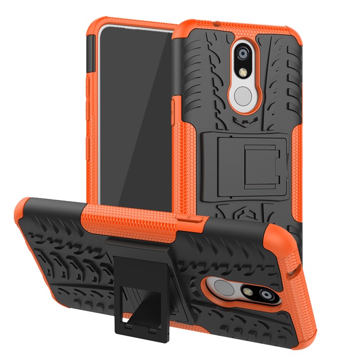 Cool Tyre PC + TPU Hybrid Cover with Kickstand for LG K40 / K12 Plus - Orange-1
