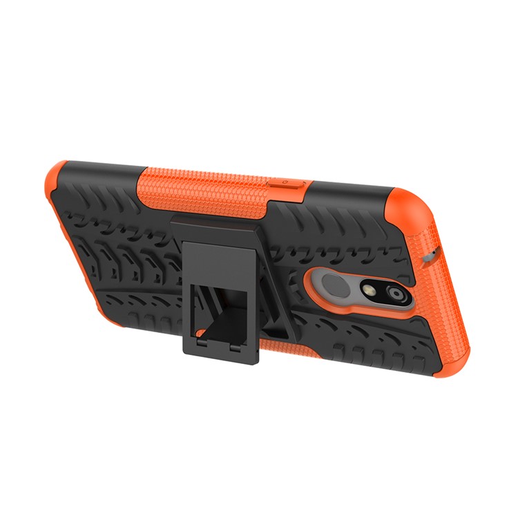 Cool Tyre PC + TPU Hybrid Cover with Kickstand for LG K40 / K12 Plus - Orange-4
