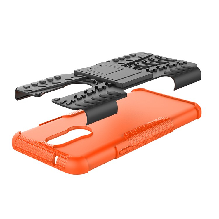 Cool Tyre PC + TPU Hybrid Cover with Kickstand for LG K40 / K12 Plus - Orange-5