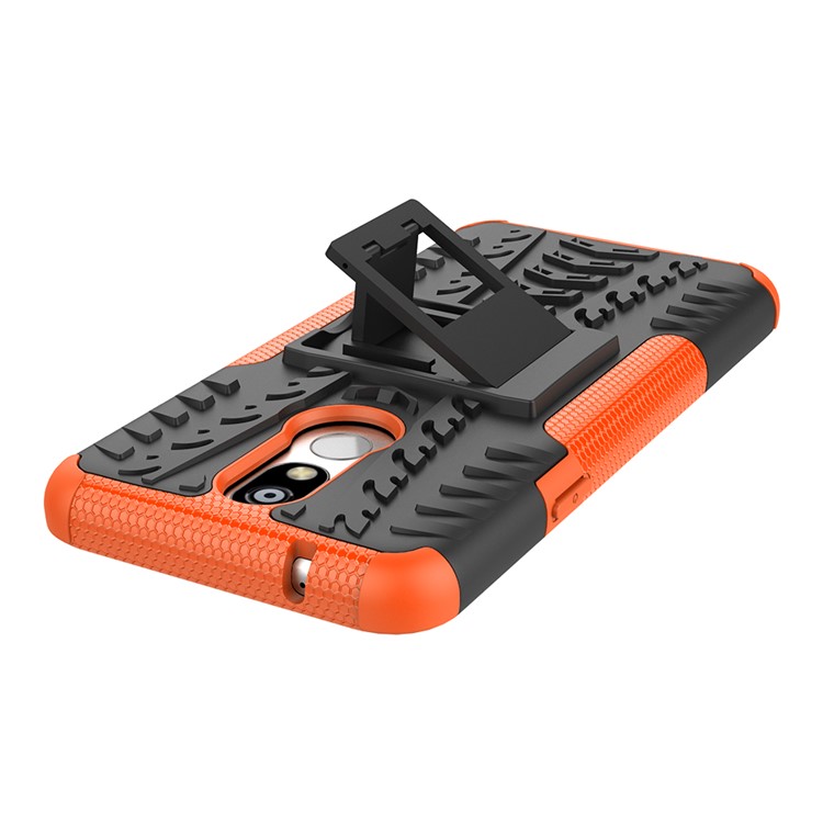 Cool Tyre PC + TPU Hybrid Cover with Kickstand for LG K40 / K12 Plus - Orange-6