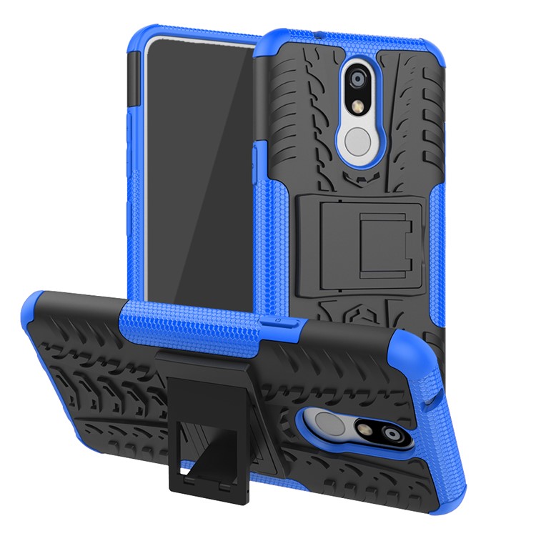 Cool Tyre PC + TPU Hybrid Cover with Kickstand for LG K40 / K12 Plus - Blue-1