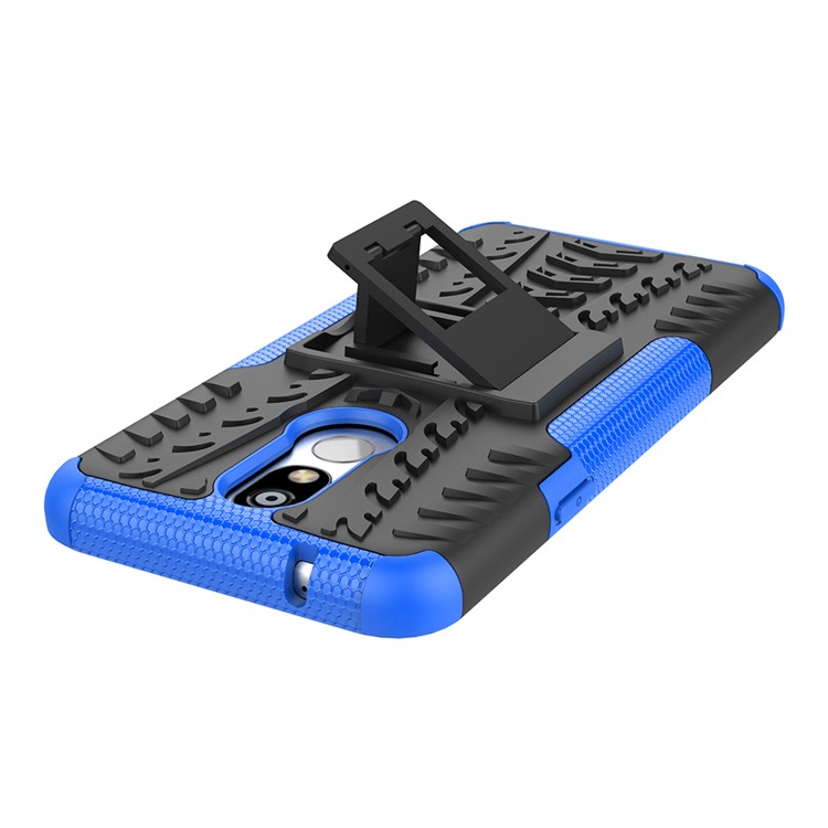 Cool Pneu pc + Tpu Tampa Híbrida Com Kickstand Para LG K40 / K12 Plus - Azul-6