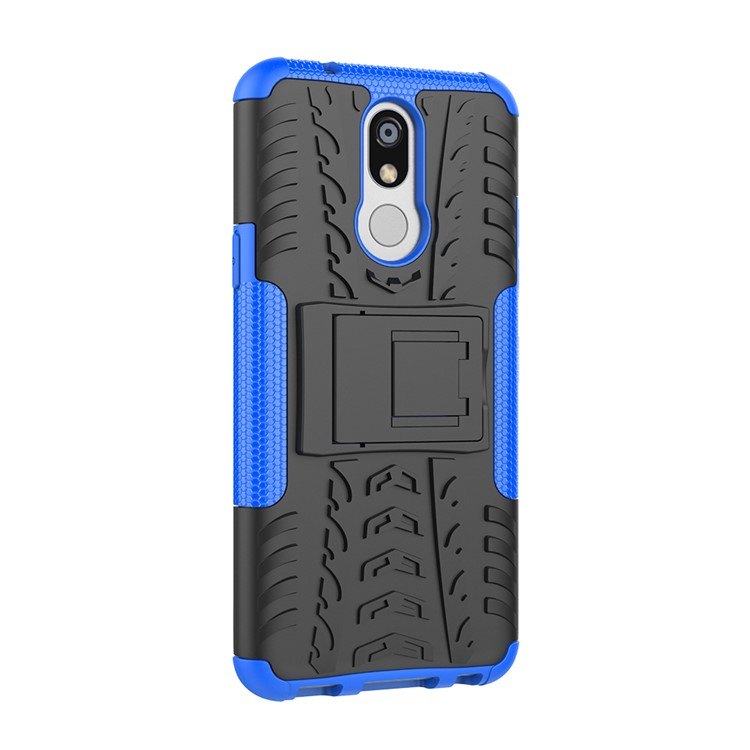 Cool Pneu pc + Tpu Tampa Híbrida Com Kickstand Para LG K40 / K12 Plus - Azul-7