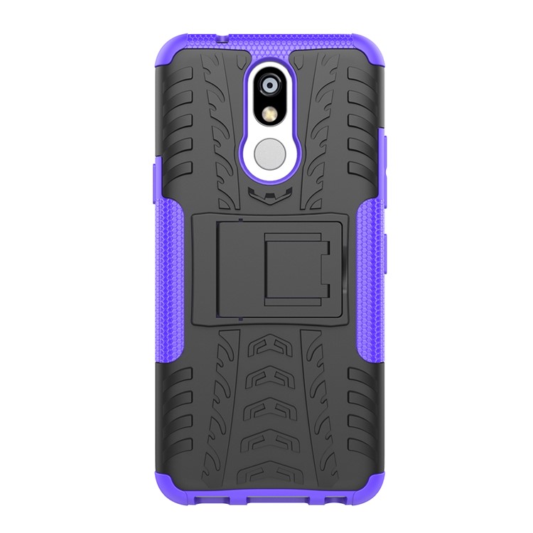 Cool Tyre PC + TPU Hybrid Cover with Kickstand for LG K40 / K12 Plus - Purple-3