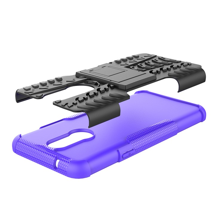 Cool Tyre PC + TPU Hybrid Cover with Kickstand for LG K40 / K12 Plus - Purple-6