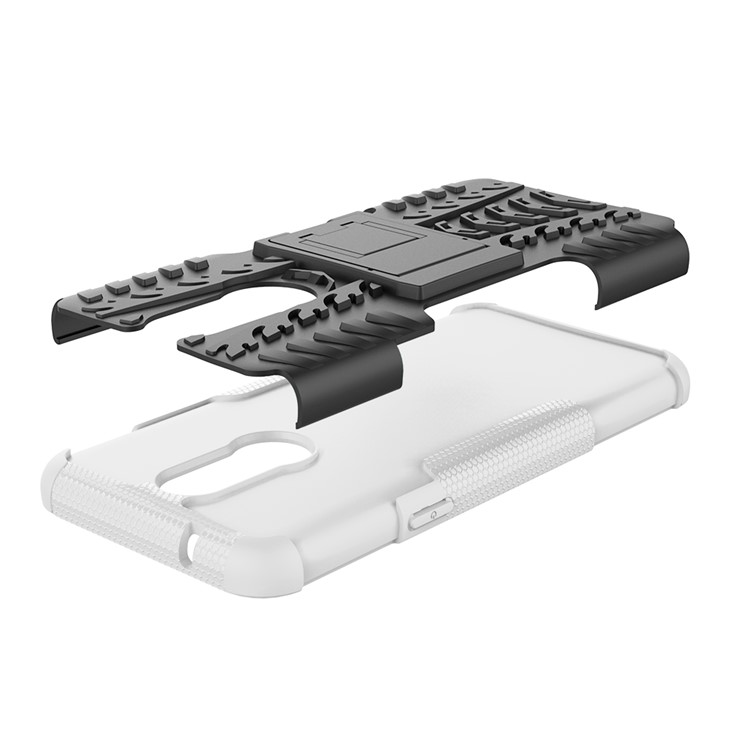 Cool Tyre PC + TPU Hybrid Cover with Kickstand for LG K40 / K12 Plus - White-5