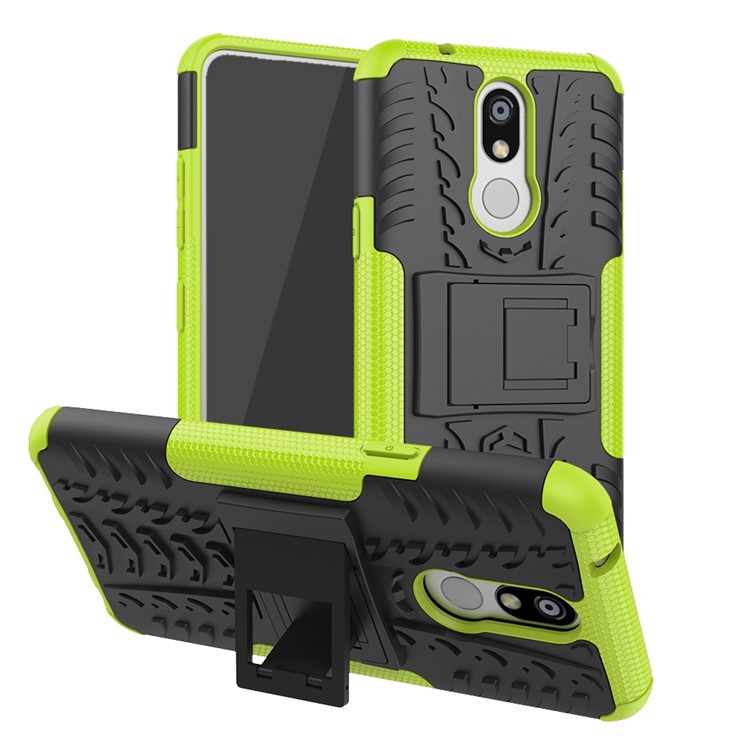 Cool Tyre PC + TPU Hybrid Cover with Kickstand for LG K40 / K12 Plus - Green-1
