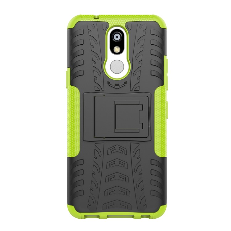 Cool Tire PC + TPU Hybrid Couverture Avec la Kingstand Pour LG K40 / K12 Plus - Vert-2