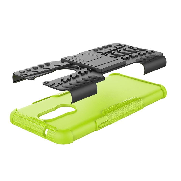 Cool Tyre PC + TPU Hybrid Cover with Kickstand for LG K40 / K12 Plus - Green-5