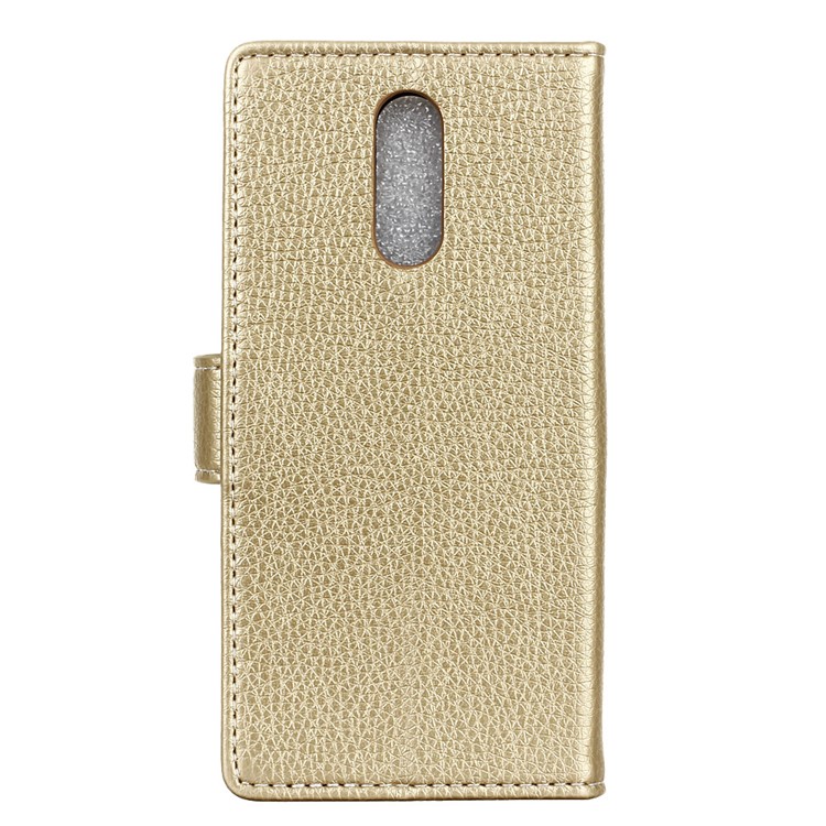 Litchi Grain Leather Cover with Wallet Stand for LG Stylo 5 - Gold-2