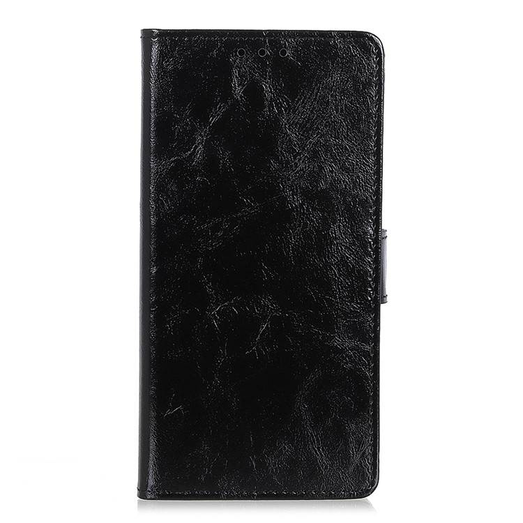 For LG K50 Crazy Horse Wallet Stand Leather Case Accessory - Black-5