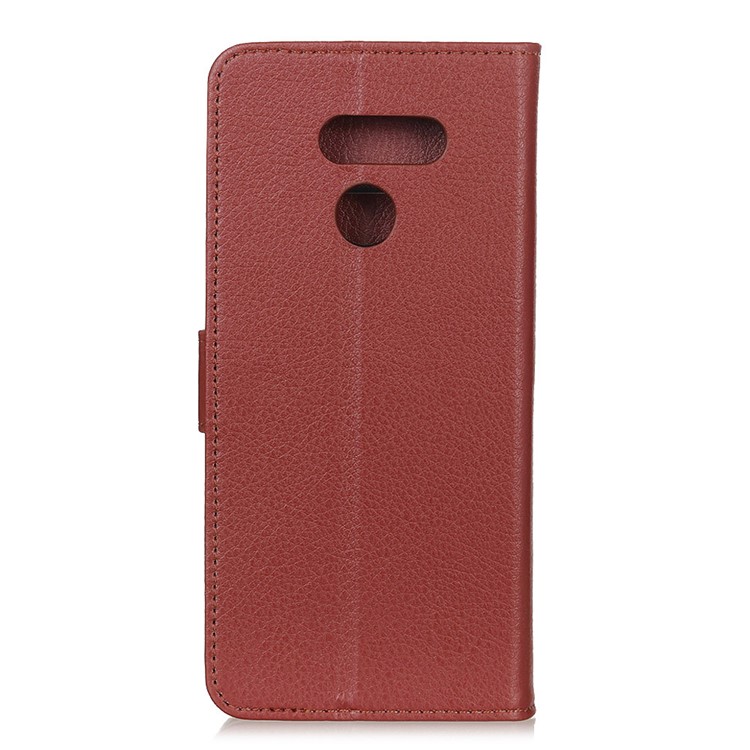 Litchi Texture Wallet Stand Leather Protective Phone Case for LG K50 - Brown-10