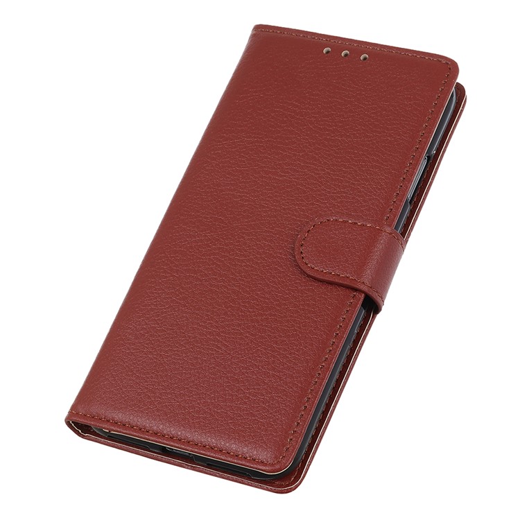 Litchi Texture Wallet Stand Leather Protective Phone Case for LG K50 - Brown-4