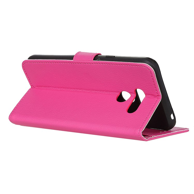 Litchi Texture Wallet Stand Leather Protective Phone Case for LG K50 - Rose-11