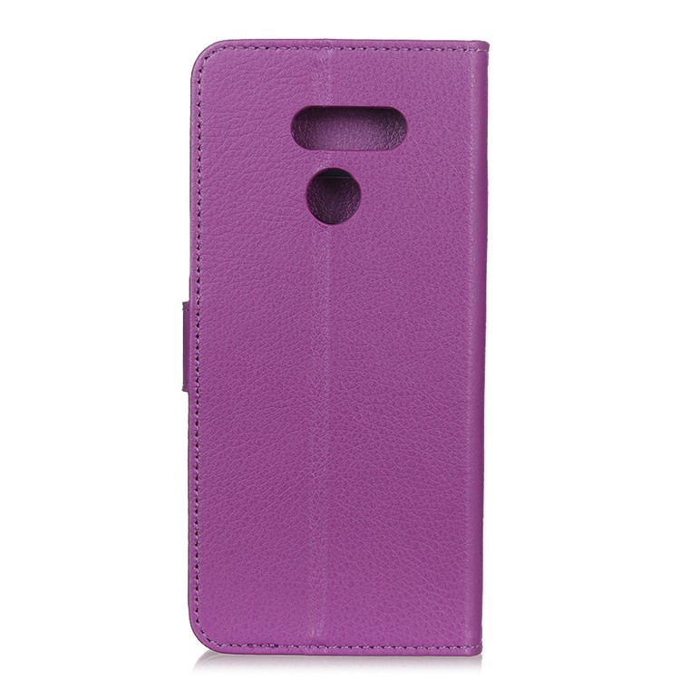Litchi Texture Wallet Stand Leather Protective Phone Case for LG K50 - Purple-10