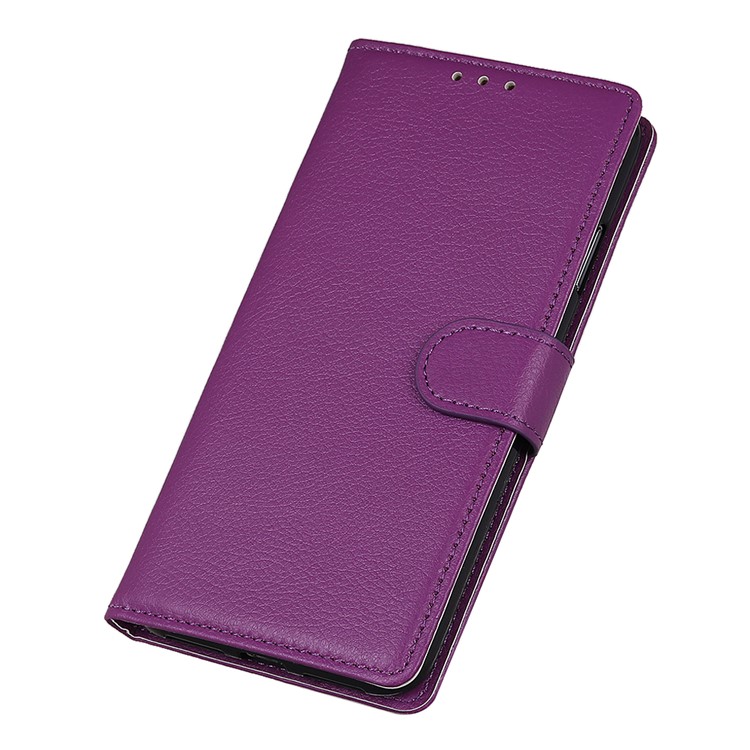Litchi Texture Wallet Stand Leather Protective Phone Case for LG K50 - Purple-4