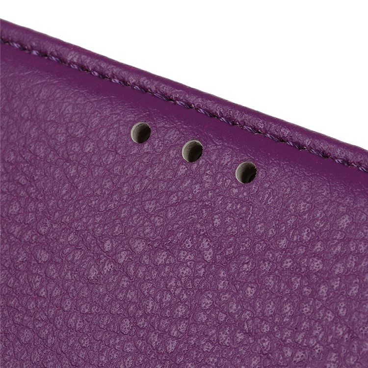 Litchi Texture Wallet Stand Leather Protective Phone Case for LG K50 - Purple-5