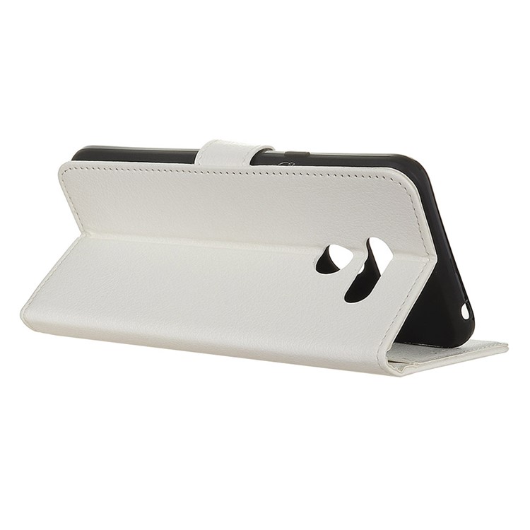 Litchi Texture Wallet Stand Leather Protective Phone Case for LG K50 - White-2