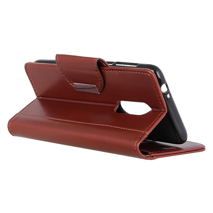 PU Leather Wallet Stand Mobile Phone Cover for LG Stylo 5 - Brown-11