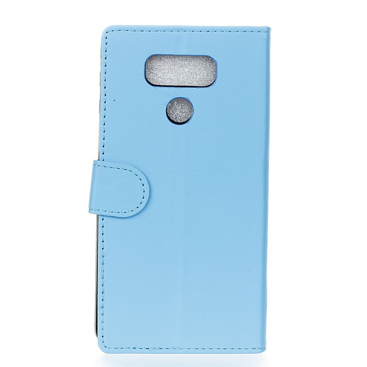 For LG Q60 PU Leather Protective Cover with Wallet Stand - Blue-1