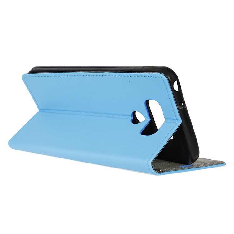 For LG Q60 PU Leather Protective Cover with Wallet Stand - Blue-2