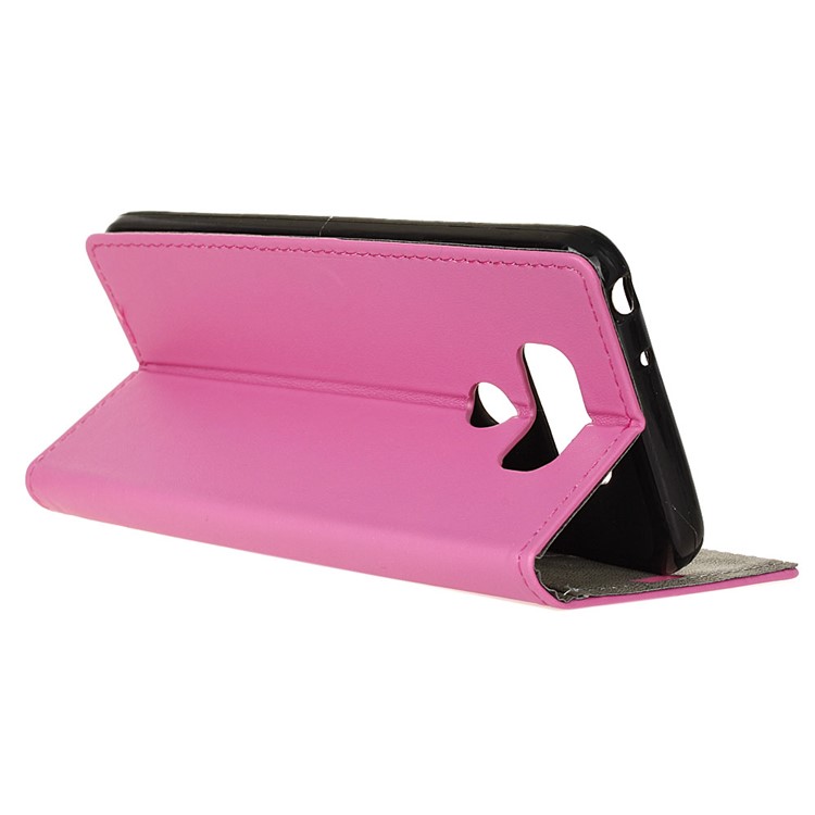 For LG Q60 PU Leather Protective Cover with Wallet Stand - Pink-2