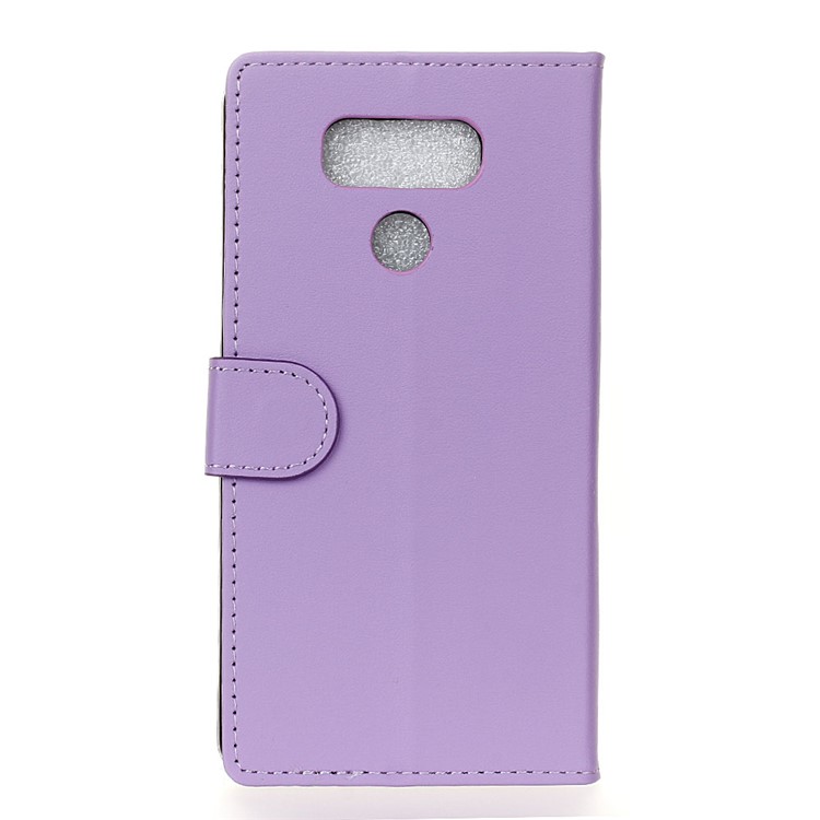 For LG Q60 PU Leather Protective Cover with Wallet Stand - Purple-1