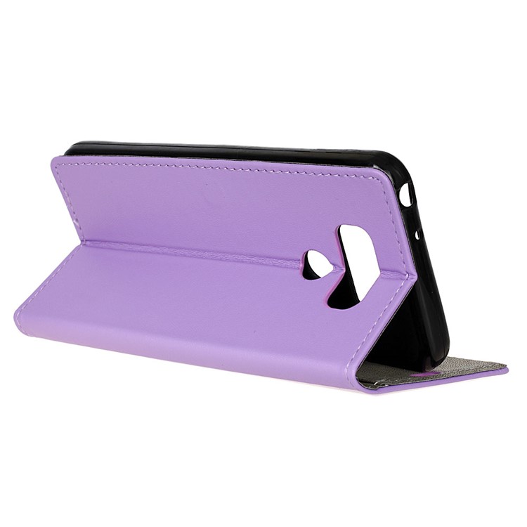 For LG Q60 PU Leather Protective Cover with Wallet Stand - Purple-2