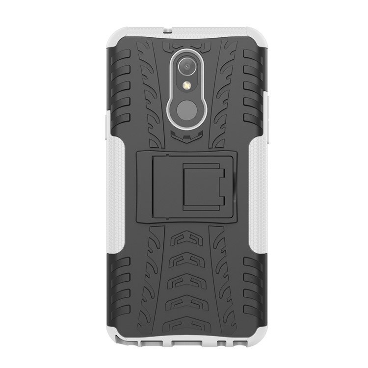 Pour LG Stylo 5 Cool Pneu PC + TPU Coque Arrière Protection Hybride Avec Béquille - Noir / Blanc-3