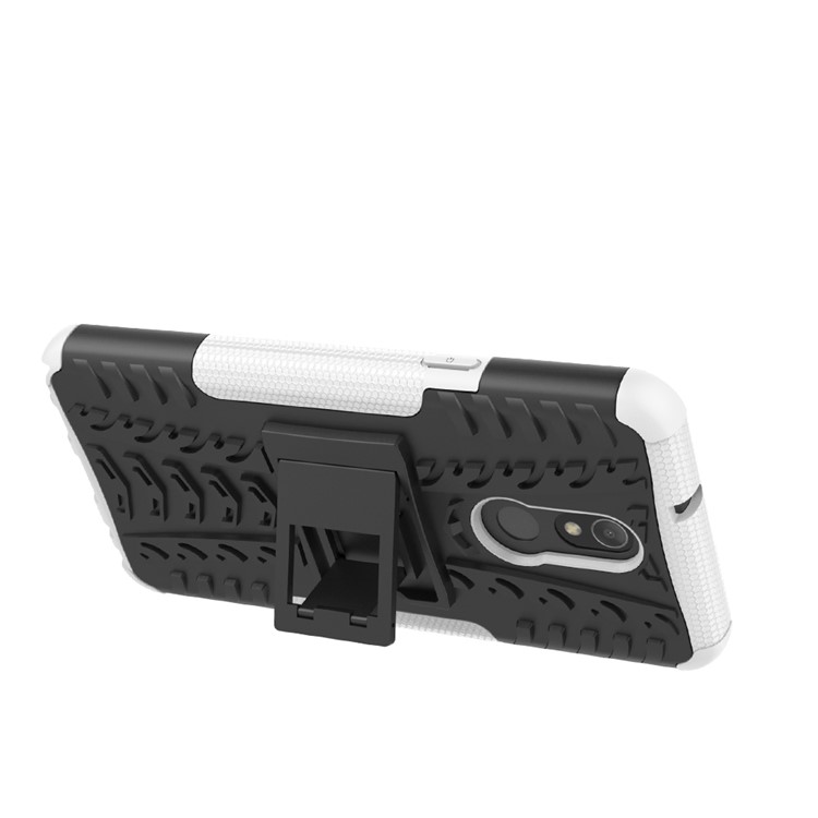 Pour LG Stylo 5 Cool Pneu PC + TPU Coque Arrière Protection Hybride Avec Béquille - Noir / Blanc-5