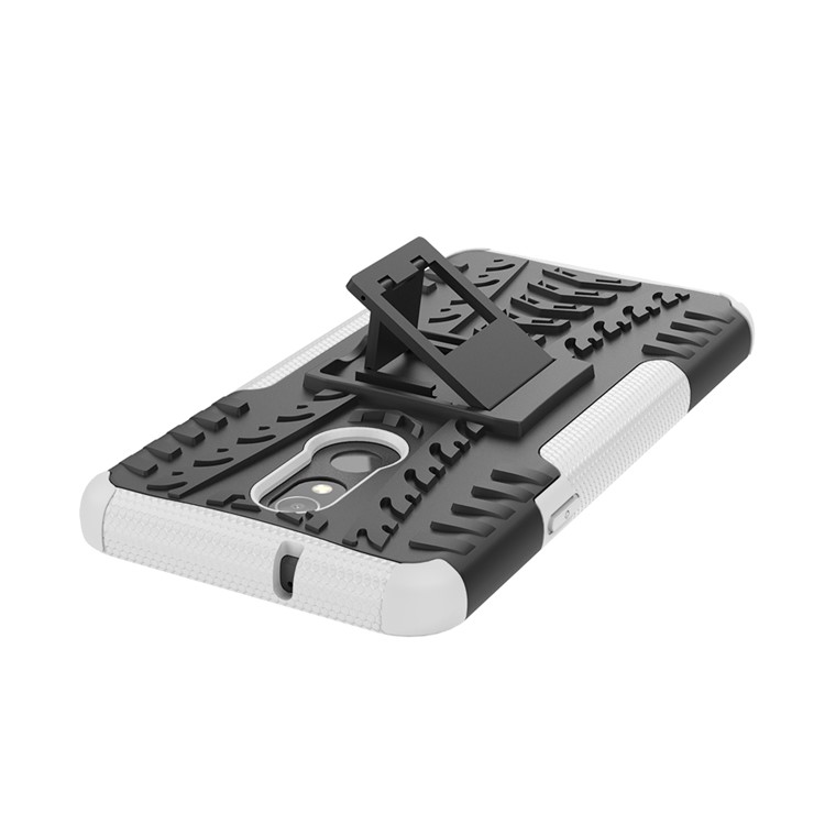 Pour LG Stylo 5 Cool Pneu PC + TPU Coque Arrière Protection Hybride Avec Béquille - Noir / Blanc-7