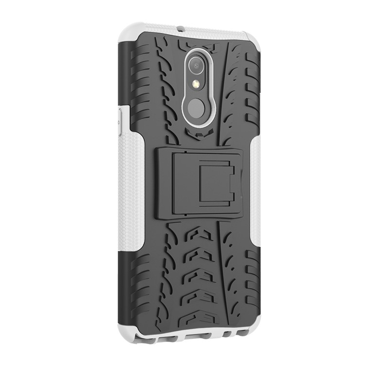 Pour LG Stylo 5 Cool Pneu PC + TPU Coque Arrière Protection Hybride Avec Béquille - Noir / Blanc-8