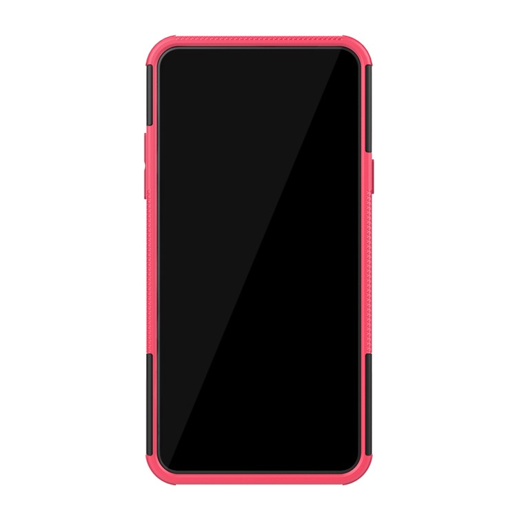 For LG Stylo 5 Cool Tyre PC + TPU Hybrid Protective Back Case with Kickstand - Black / Pink-4
