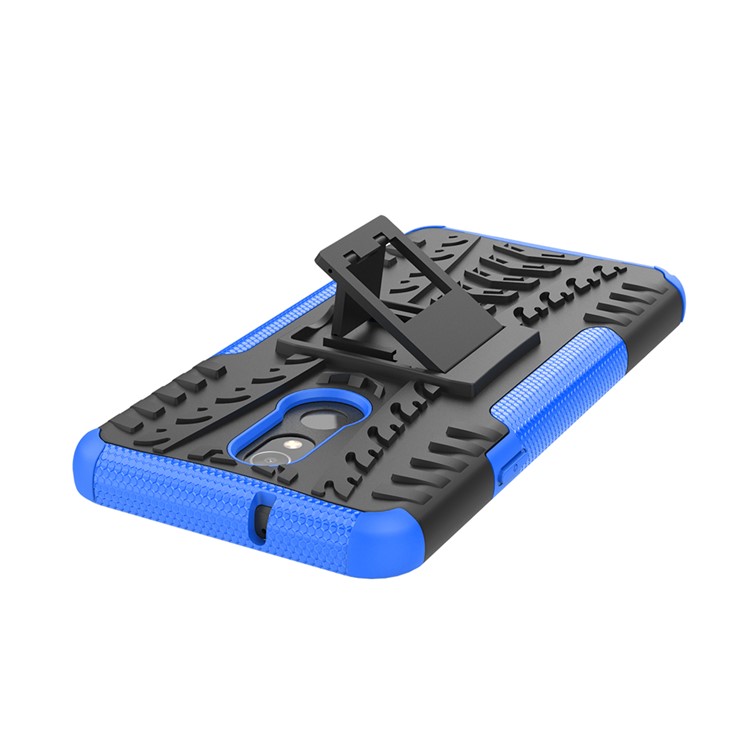 For LG Stylo 5 Cool Tyre PC + TPU Hybrid Protective Back Case with Kickstand - Black / Blue-7