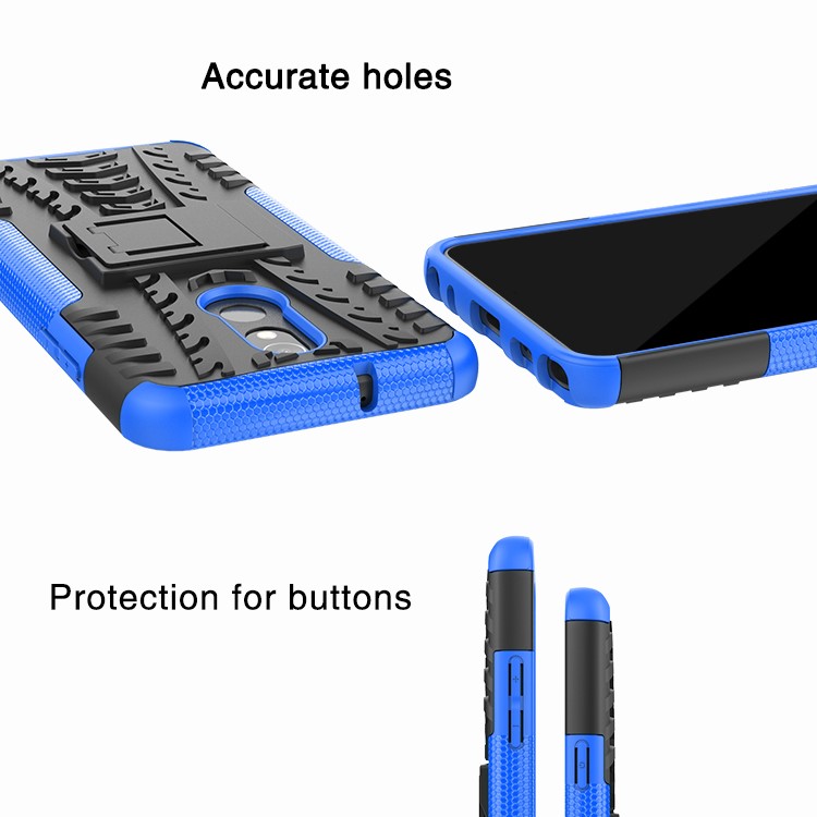 For LG Stylo 5 Cool Tyre PC + TPU Hybrid Protective Back Case with Kickstand - Black / Blue-9