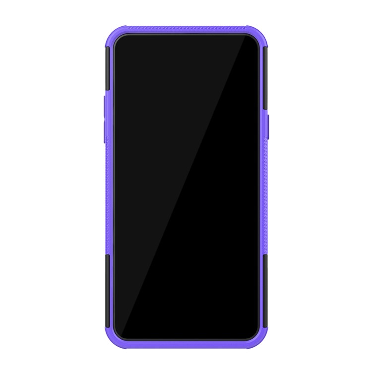 For LG Stylo 5 Cool Tyre PC + TPU Hybrid Protective Back Case with Kickstand - Black / Purple-4