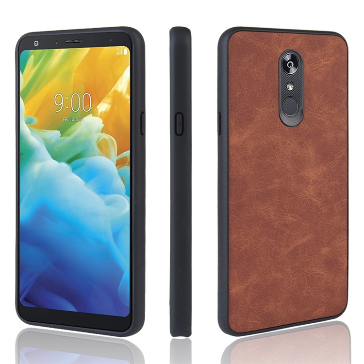 PU Leather Coated TPU + PC Back Phone Casing for LG Stylo 5 - Brown-1