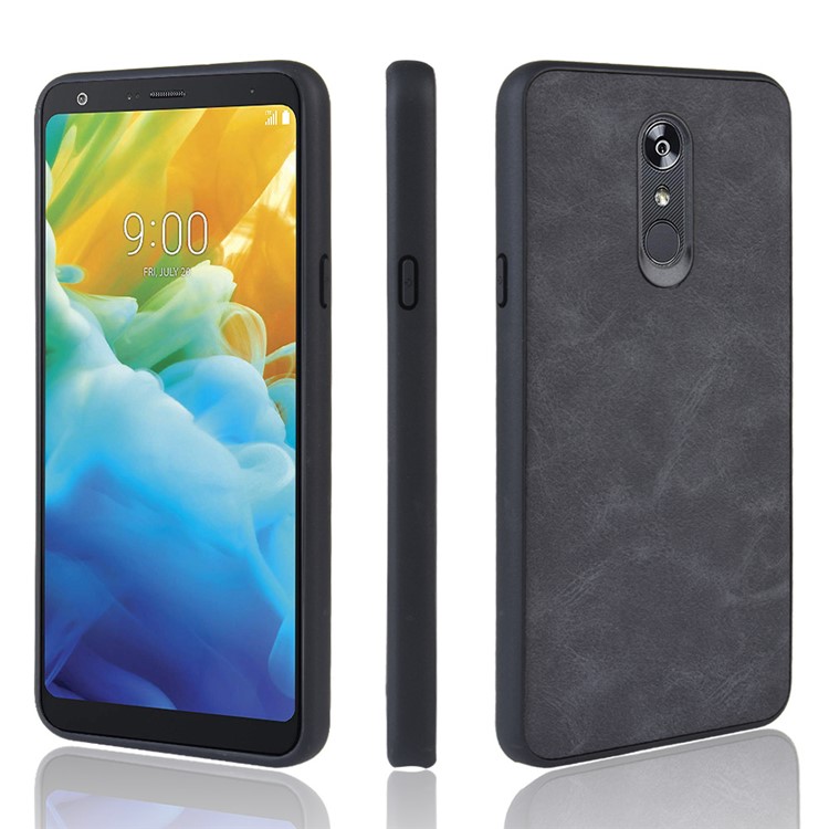 PU Leather Coated TPU + PC Back Phone Casing for LG Stylo 5 - Dark Grey-1