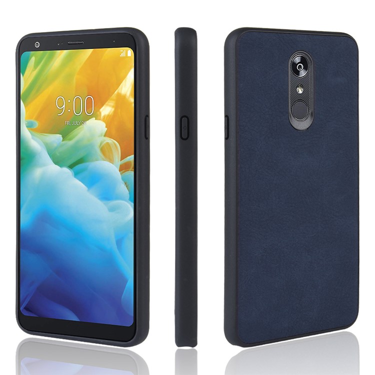 PU Leather Coated TPU + PC Back Phone Casing for LG Stylo 5 - Dark Blue-1