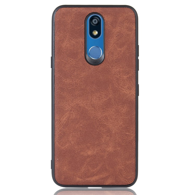 PU Leather Coated TPU Back Phone Case for LG K40/K12+/K12 Plus - Brown-3