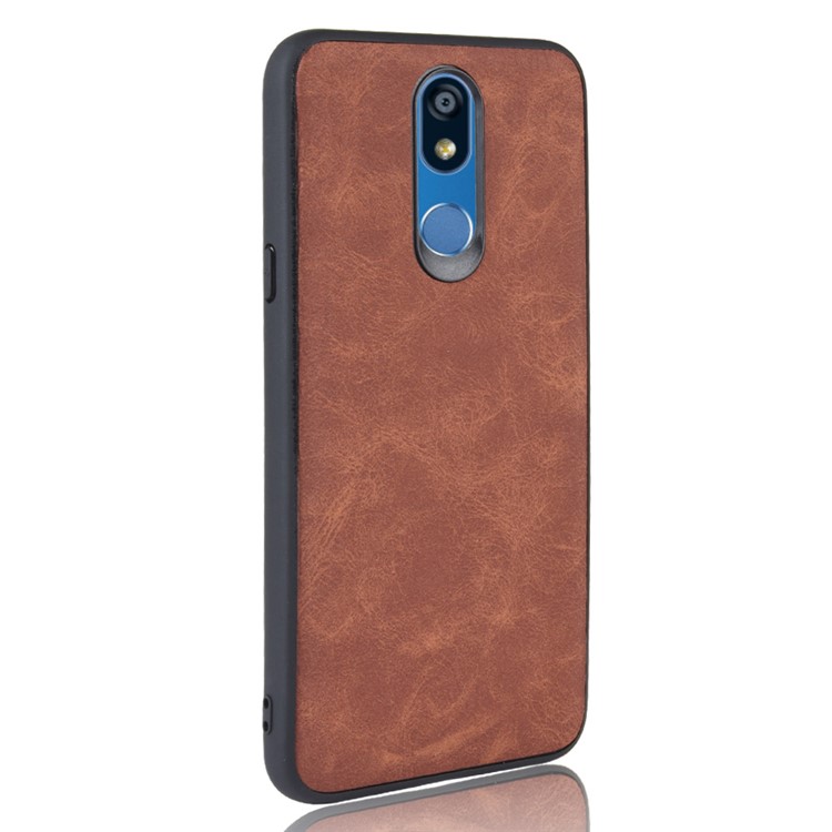 PU Leather Coated TPU Back Phone Case for LG K40/K12+/K12 Plus - Brown-4