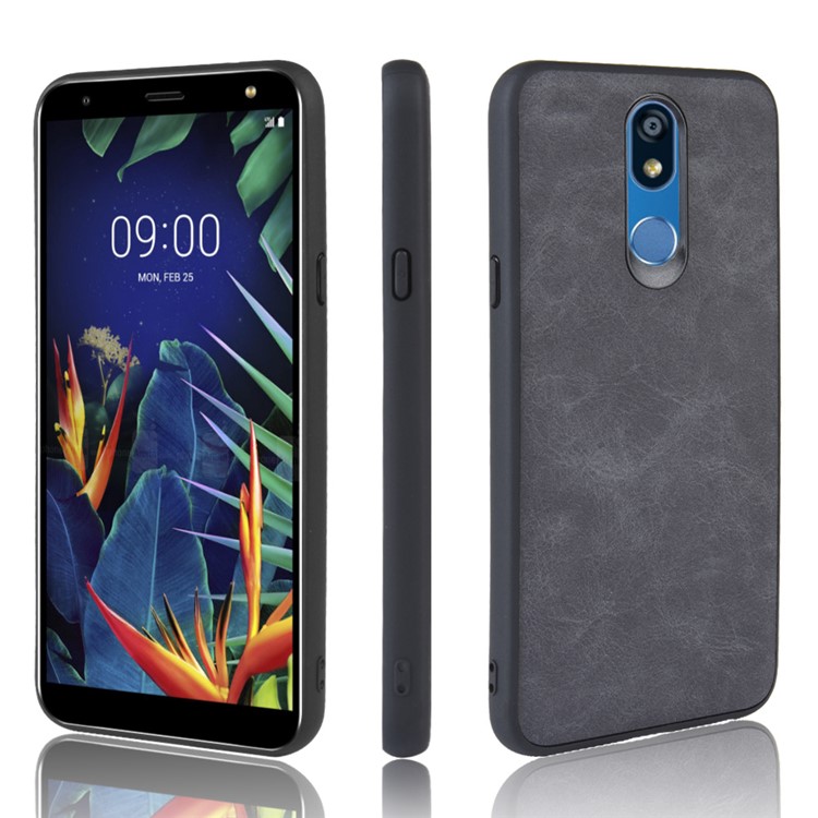 PU Leather Coated TPU + PC Back Phone Case for LG K40/K12+/K12 Plus - Dark Grey-1