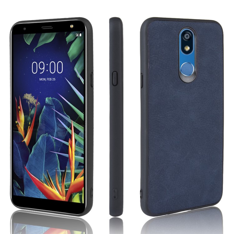 PU Leather Coated TPU + PC Back Phone Case for LG K40/K12+/K12 Plus - Dark Blue-1