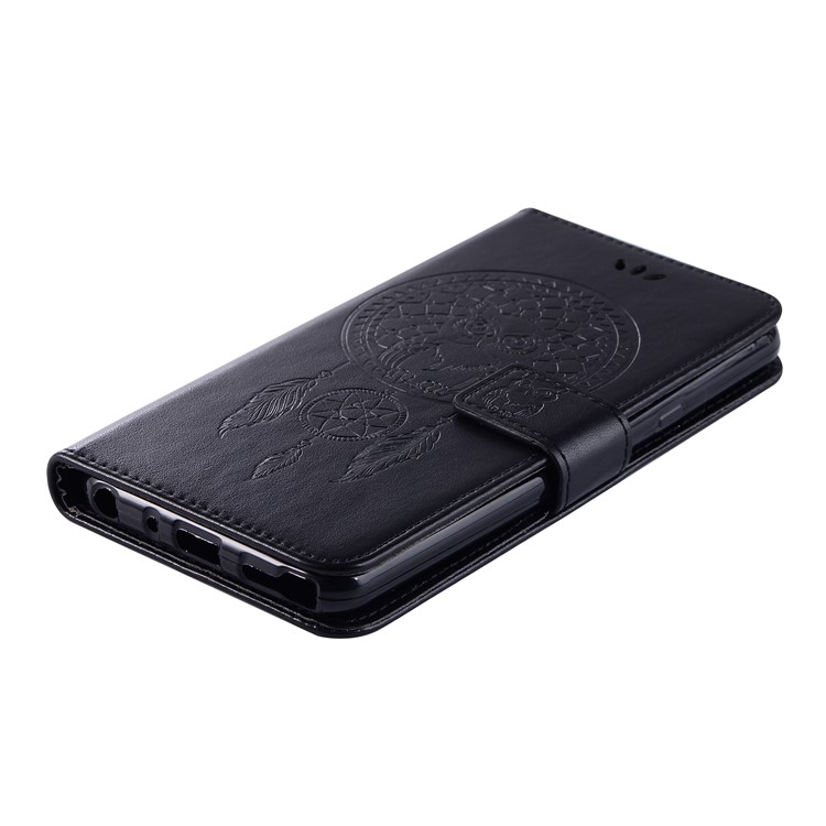 Imprint Dream Catcher Owl Leather Wallet Stand Cover for LG Stylo 5 - Black-7
