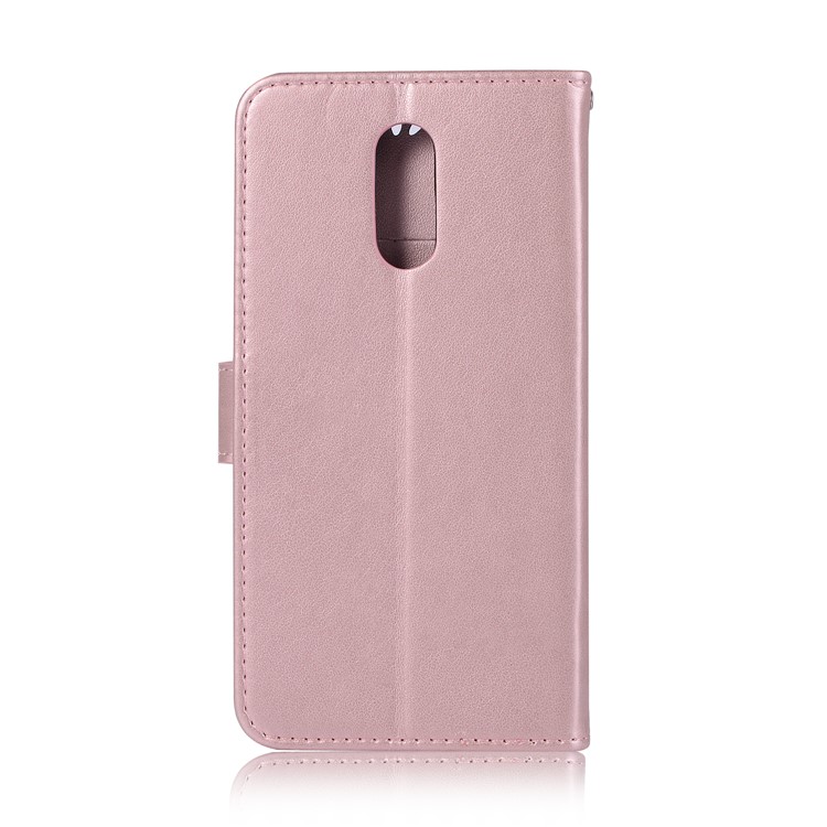 Imprint Dream Catcher Owl Leather Wallet Stand Cover for LG Stylo 5 - Rose Gold-3