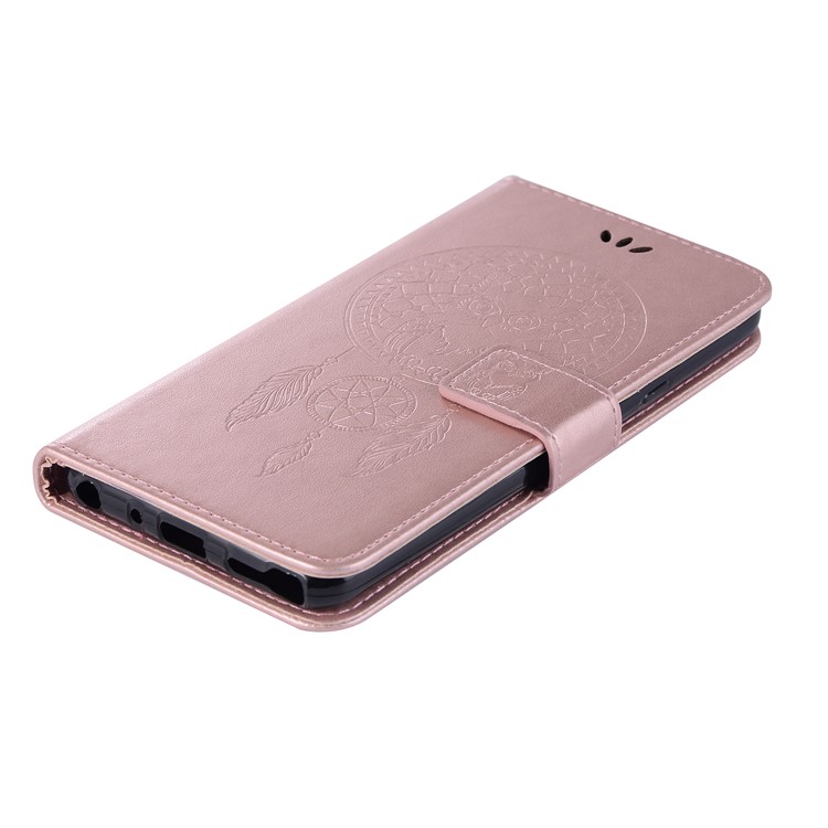 Imprint Dream Catcher Owl Leather Wallet Stand Cover for LG Stylo 5 - Rose Gold-7