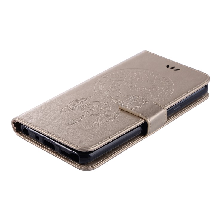 Imprint Dream Catcher Owl Leather Wallet Stand Cover for LG Stylo 5 - Gold-7